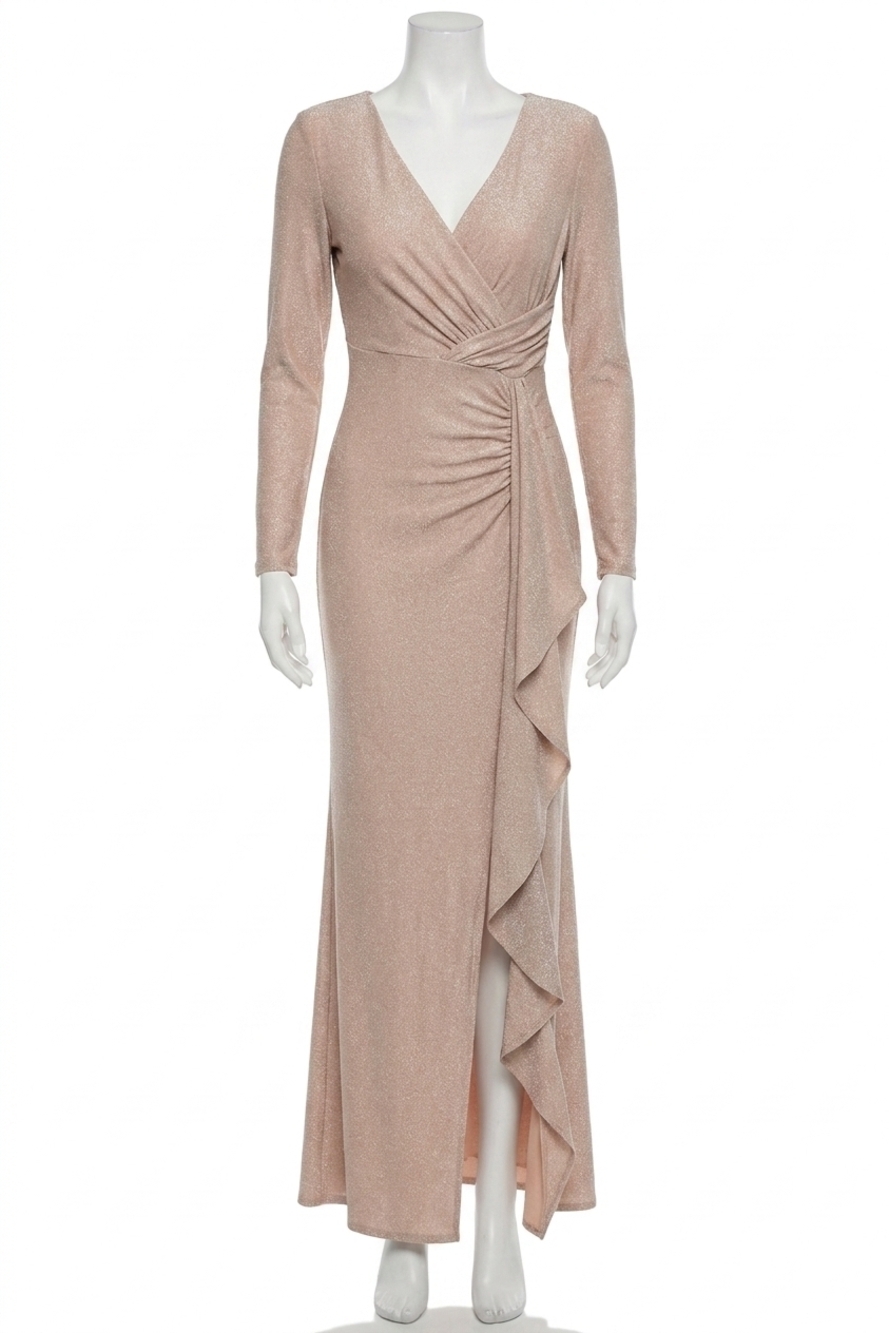 NEW JOSEPH RIBKOFF shimmery trumpet evening maxi dress in rose